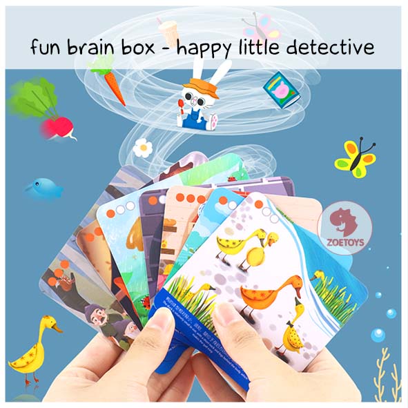 Zoetoys Fun Brain Box - Happy Little Detective | Permainan Mengasah Ingatan Otak Play and Learn Thinking Training Flashcard Toy For Kids | Mainan Edukasi Anak