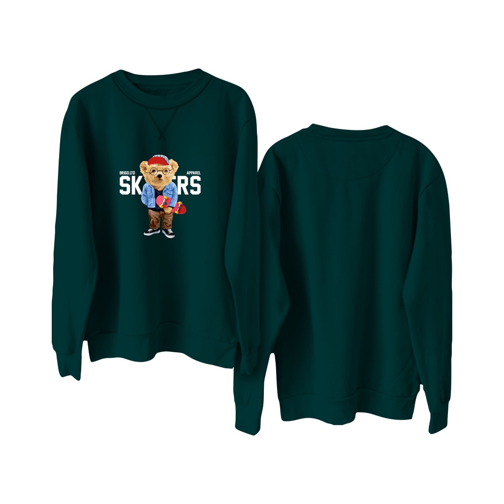 BRIGO Basic Sweatshirt BERUANG SKATER II Sweater Crewneck BRIGO Sablon DTF Fleece Cotton II SIZE M-XXL (Pria &amp; Wanita) Free stiker&amp;Gantungan Kunci