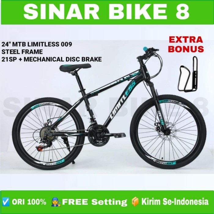 Sepeda Gunung MTB LIMITLESS 009 Ukuran 24 Inch 3x7 Speed Rem Cakram