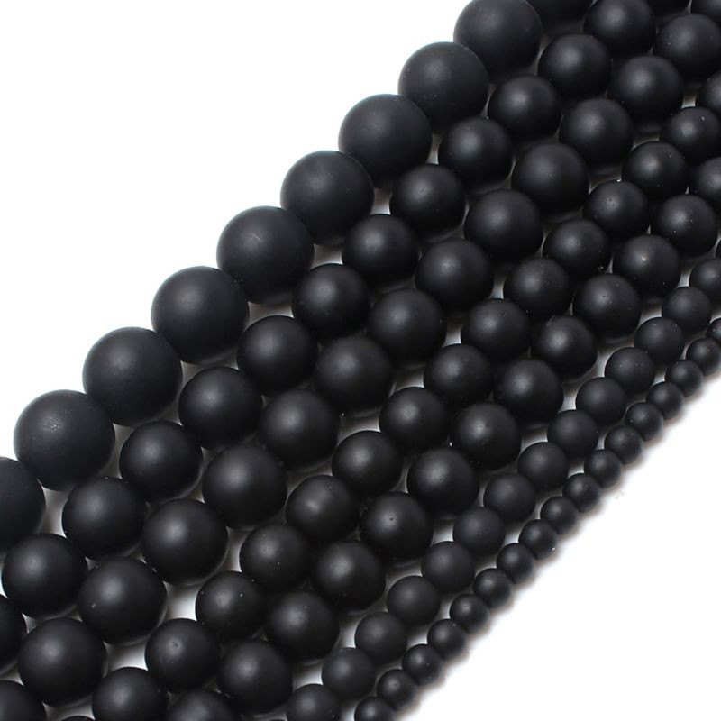 Batu Black Onyx Hitam 4-12mm Untuk Bahan Gelang Kalung Tasbih