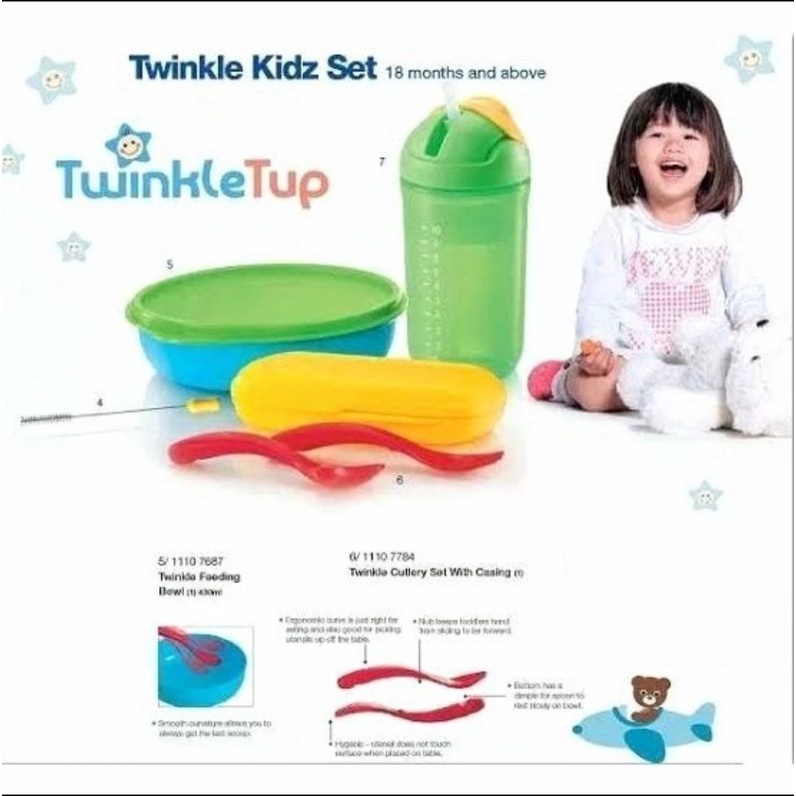 tupperware twinkle kidz set -tempat makan bayi set -botol minum bayi - produk malaysia