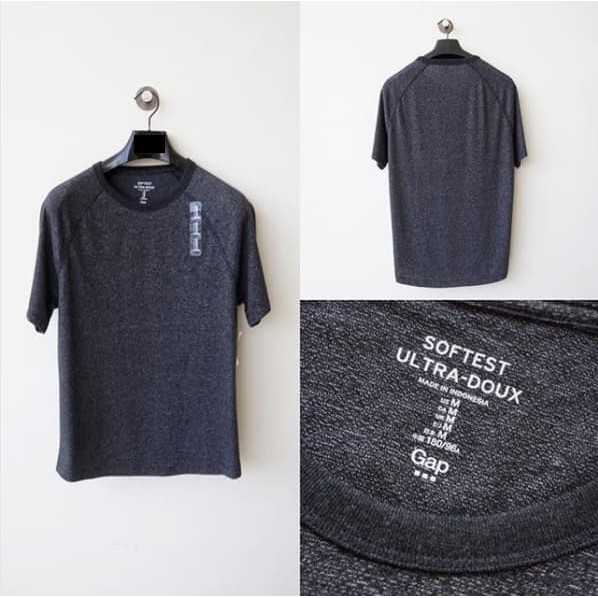 Kaos GAP Softest Ultra-Doux Raglan Crewneck Tee Dark Charcoal Original