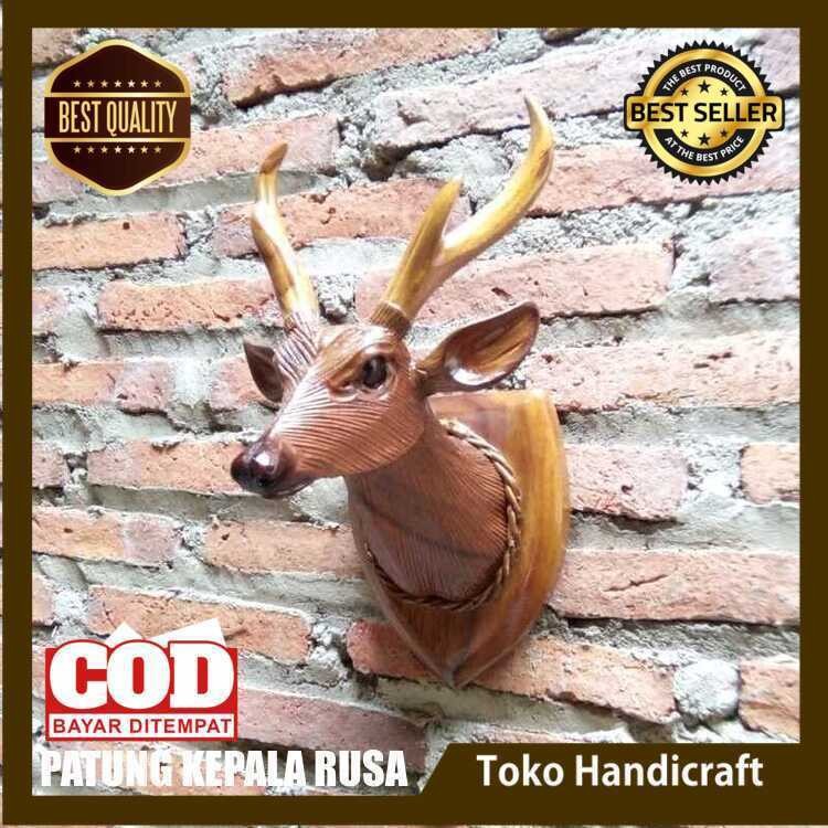 PATUNG KEPALA RUSA PAJANGAN RUMAH UNIK / PAJANGAN HIASAN DINDING