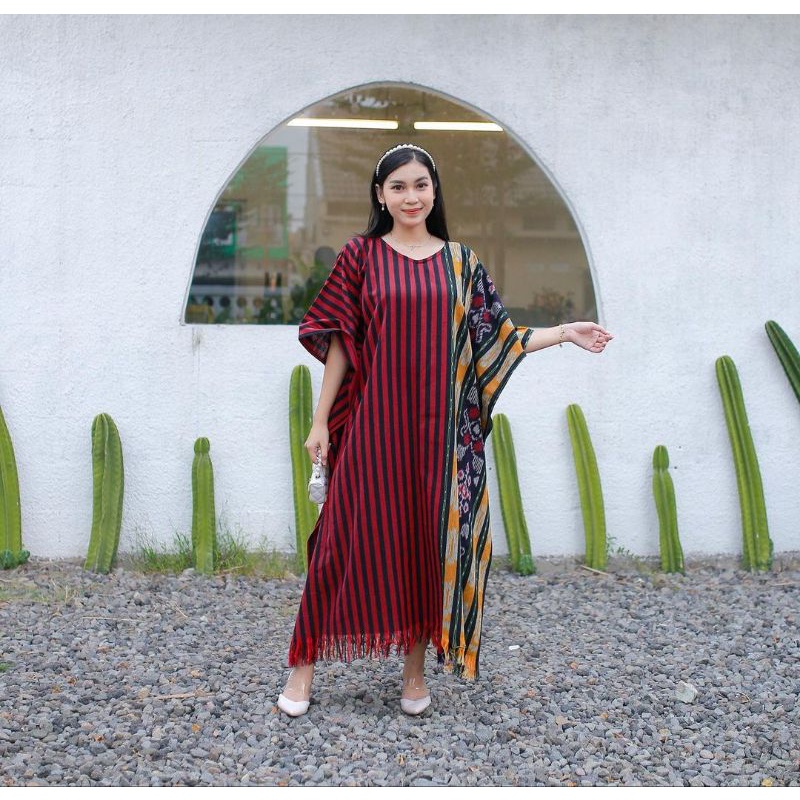 Dress tenun jepara terbaru || dress tenun kelelawar || gamis tenun kekinian motif toraja
