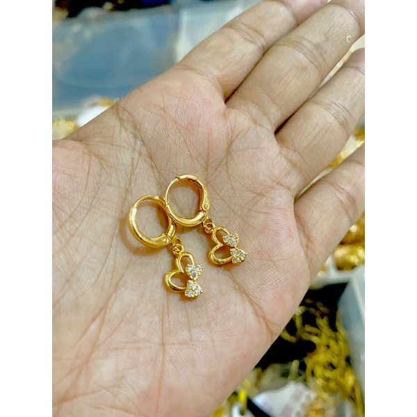 anting kait love pita perhiasan wanita titanium gold