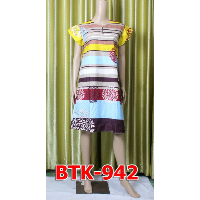 Daster Wanita Motif Salur Baju Tidur Bahan Katun BTK942