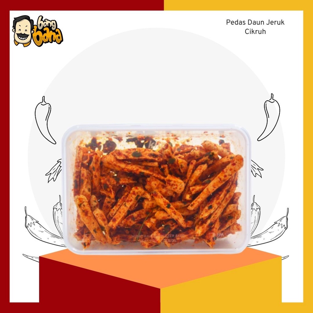 Basreng Stik Daun Jeruk Pedas Cikruh Kemasan Thinwall / Kemasan Box (Free Sendok)-1