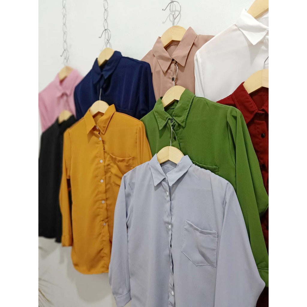 KEMEJA SAKU POLOS / KEMEJA KANTONG / BASIC SAKU TOP