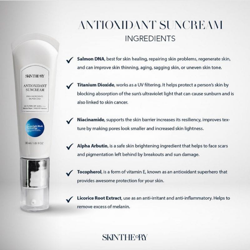 New Packaging Skintheory Antioxidant Suncream Ori BPOM Sunscreen Tabir Surya Sunblok Wajah