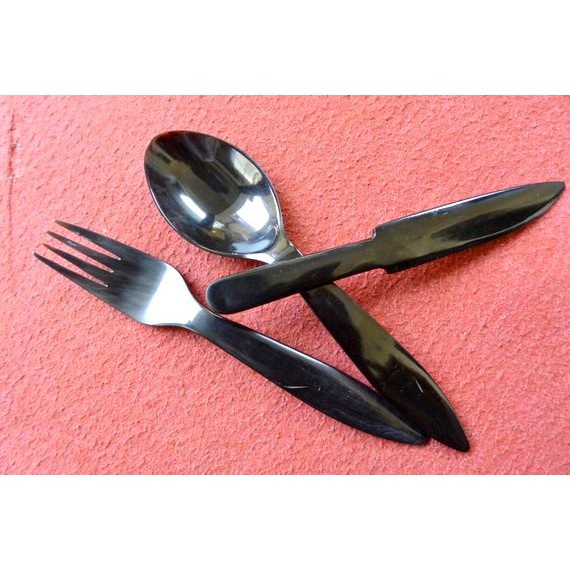 Set Sendok garpu pisau handmade bahan tanduk kerbau asli/sendok makan set antik export quality