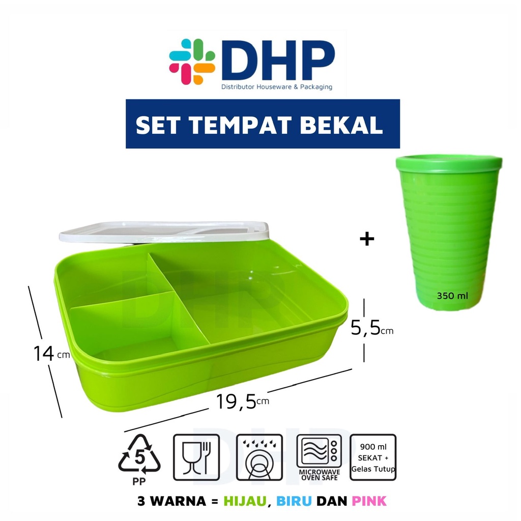 Lunch box SET Sekat Anak (Kotak Bekal + Tempat Air Minum) Makan Wadah Set Kit Murah KMP Mutriara