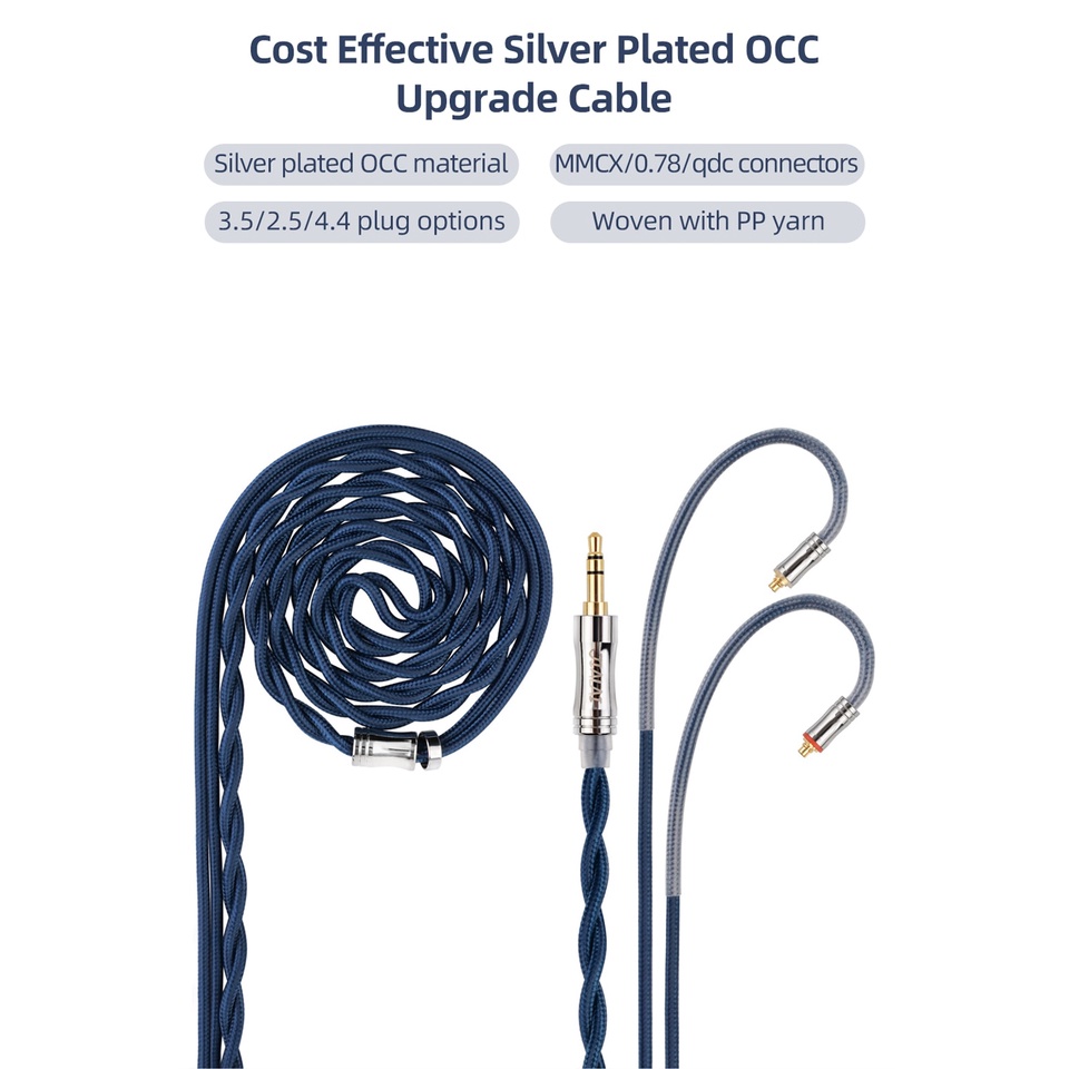 2022 NiceHCK JIALAI JLY2 Earphone Cable PP Yarn Silver Plated OCC Upgrade Wire 3.5//2.5//4.4mm MMCX// QDC//0.78mm 2Pin For KXXS ST-10s