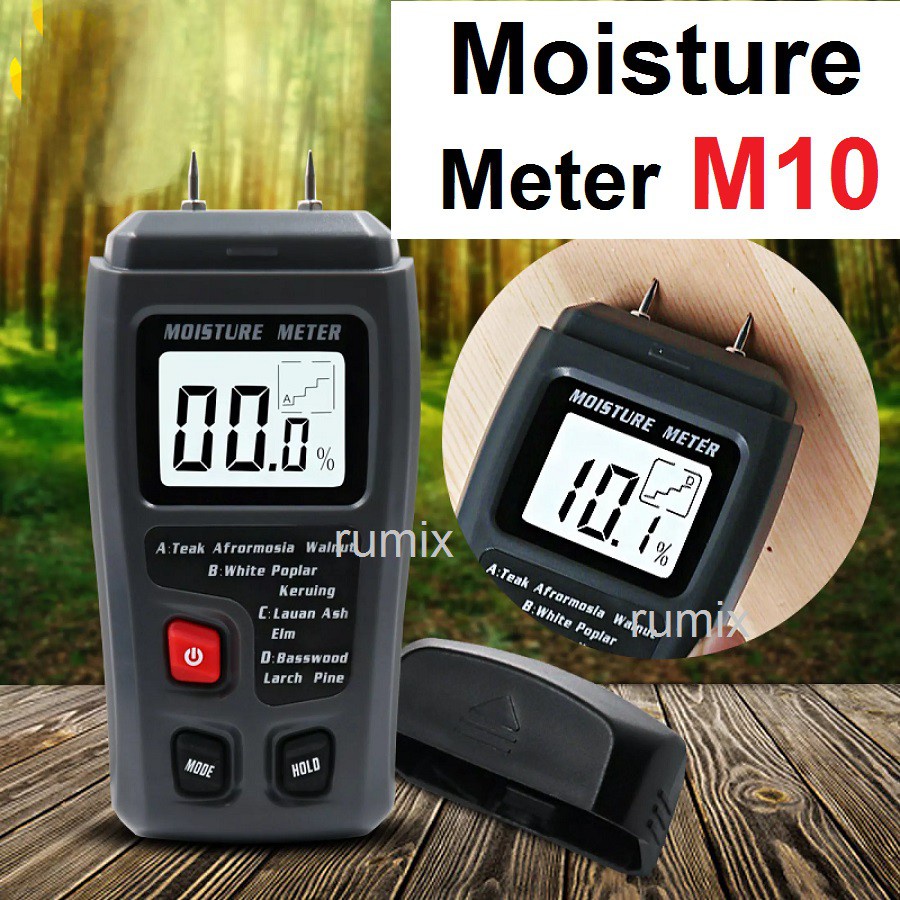 Wood Moisture Meter Kayu Kertas Pengukur Kadar Air Paper LCD Display Alat Ukur Kayu Digital MT10