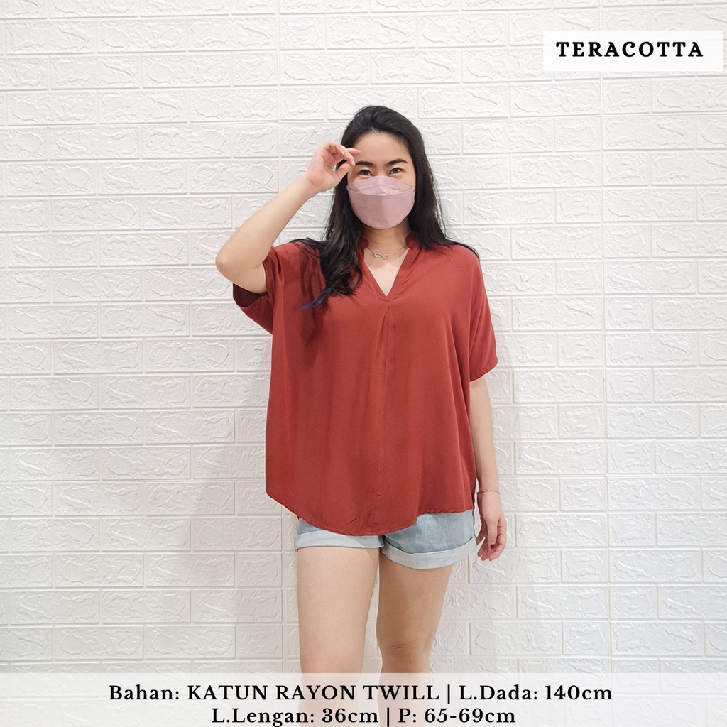 2904 CARITA OVERSIZE TOP BLOUSE BIGSIZE JUMBO FELICIA BLOUSE-TERACOTTA