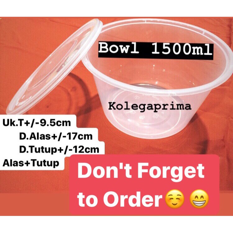 THINWALL BOWL 1500ML BISA MICROWAVE/ MANGKOK PLASTIK MURAH/ WADAH TOPLES PLASTIK ISI 25PCS