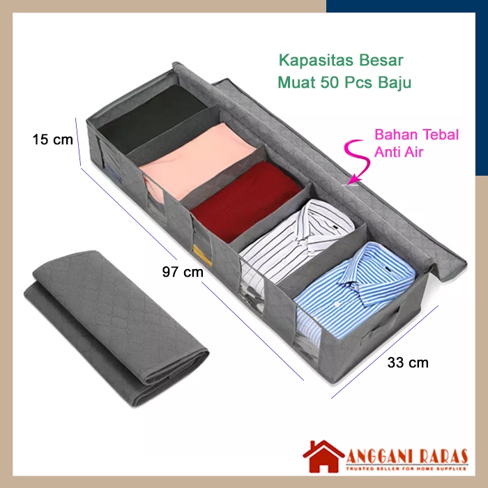 Rak Pakaian Lipat Storage Bag Kotak Organizer Pakaian Baju Organizer Baju 5 Sekat uk 97x33x15cm