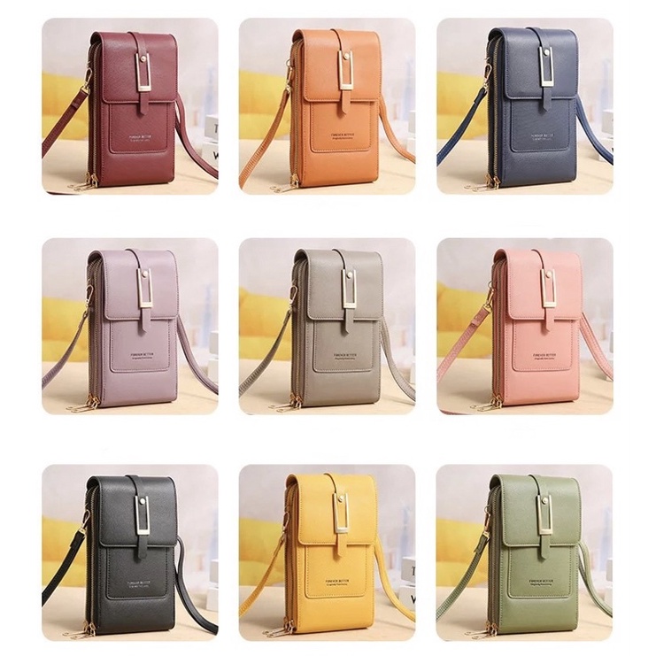Tas Selempang Kulit Wanita Dompet Hp Cewek Touchscreen Mini Bag LN L088