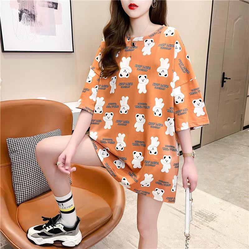 Tshirt Oversize Wanita Motif Bear Keep Loyal - 100% Import