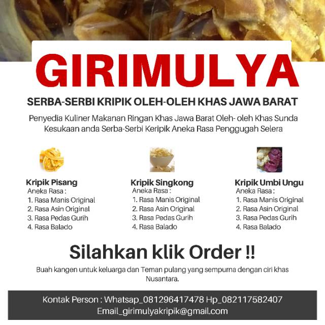 

Keripik Ubi Aneka rasa 100% tanpa bahan kimia