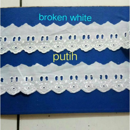 Renda katun/ renda kain katun/ renda bahan katun 5cm, roll 15yard (13.5meter).