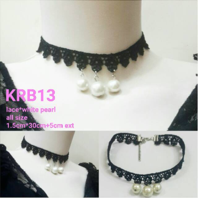 KALUNG KOREA CHOKER LACE PEARL WHITE  KRB13