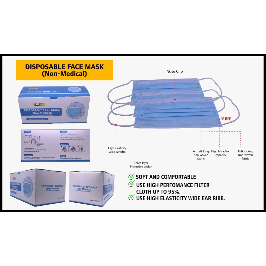 Masker 3 Ply Non Medis | Masker Non Medis Disposable Face Mask | Disposable Face Mask Non Medical