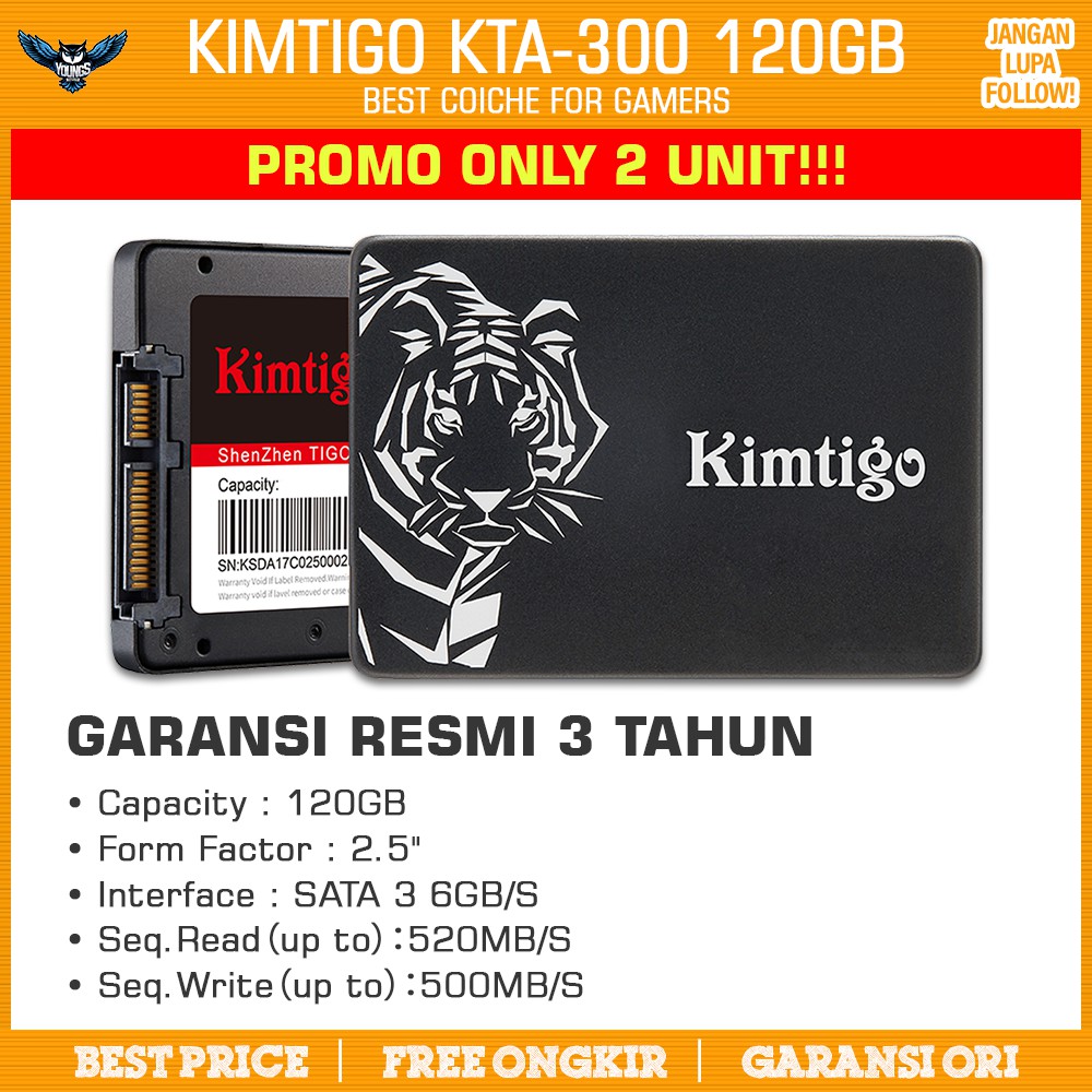 KIMTIGO KTA300 120GB GARANSI 3 TAHUN SATA III 2.5&quot; KTA-300 SSD 120 GB