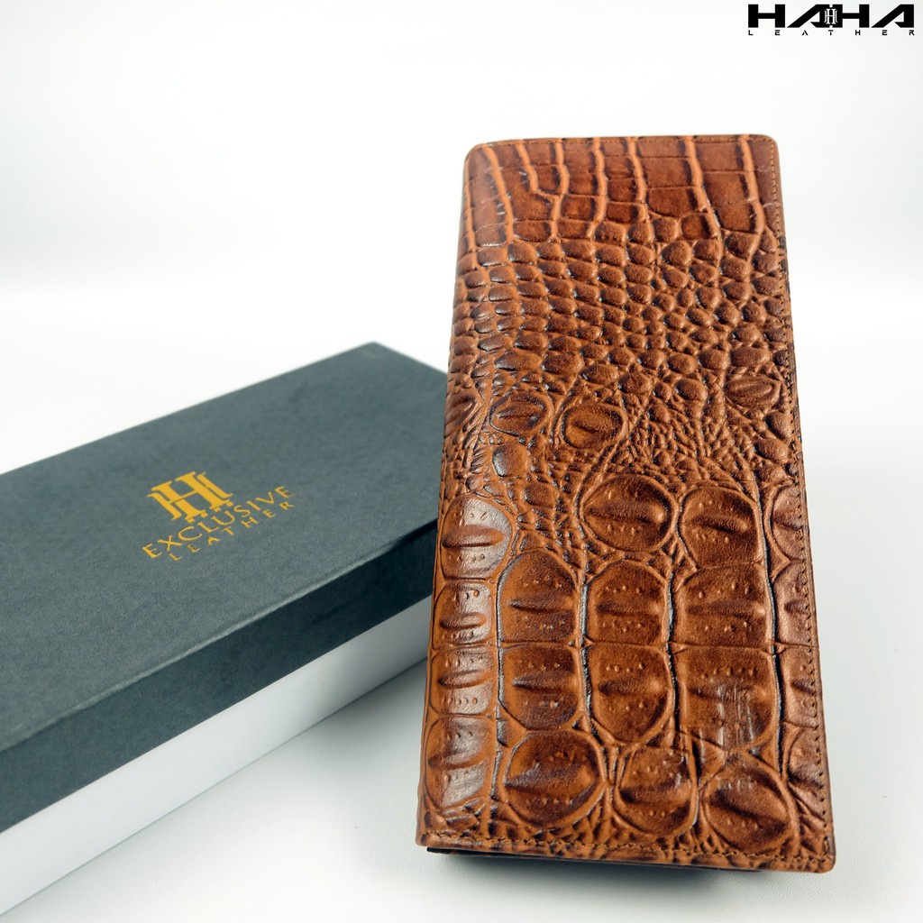 Dompet panjang LEON motif buaya bahan Kulit sapi asli Cewek Cowok Pria Wanita Laki Perempuan - Originale Leather Wallet