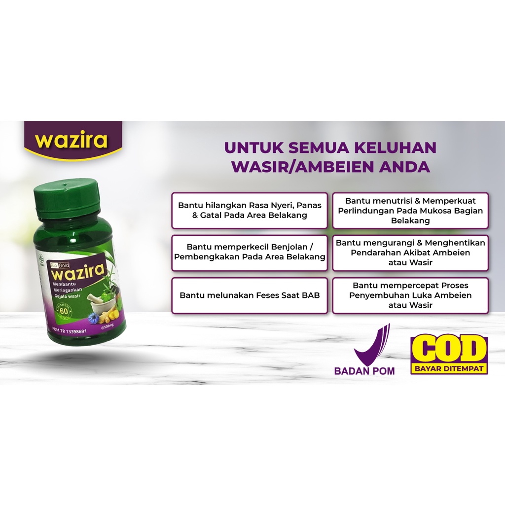 Kapsul Obat Wasir Extrak Daun Ungu WAZIRA  Isi 60 Original BPOM HALAL