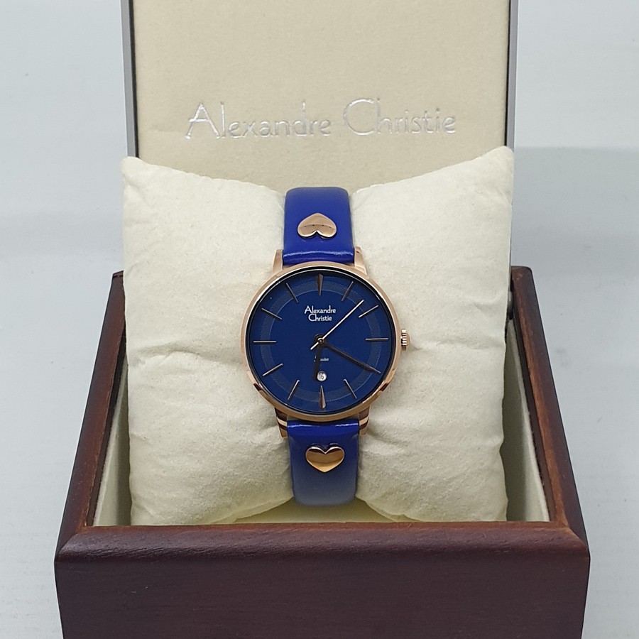 Alexandre Christie Ac2774 Rosegold Blue, Jam Tangan Wanita, Original