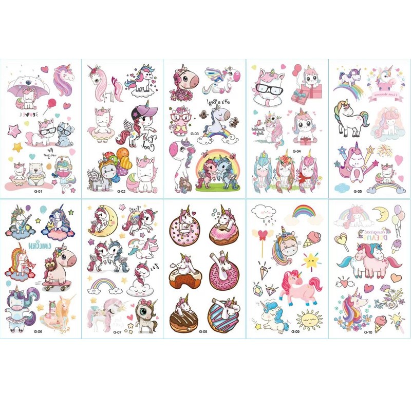 10pcs Tatto anak Unicorn lucu