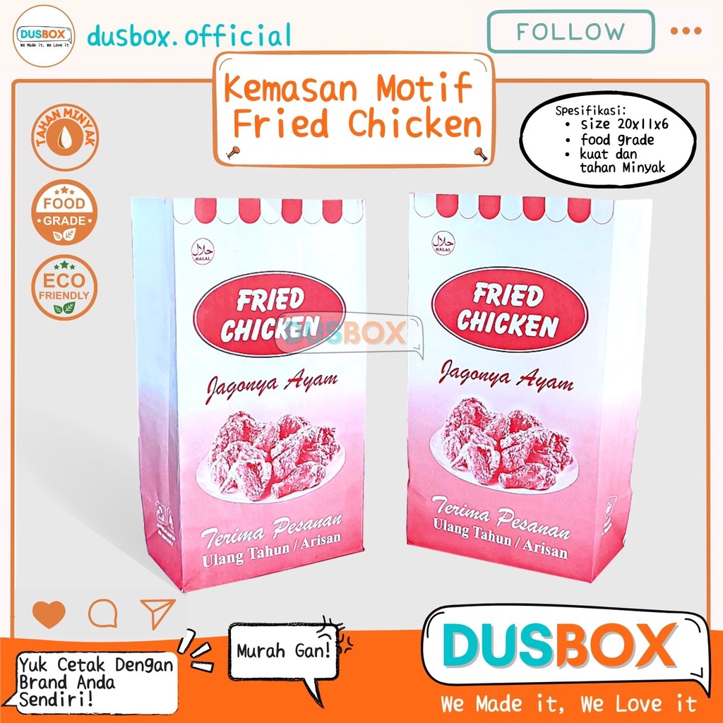 Kantong Fried Chicken / Kemasan Fried chicken / Kantong Kertas Fried Chicken / Bungkus Fried chicken