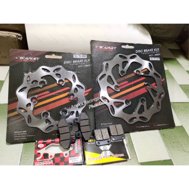 Piringan cakram klx 150 dtracker 150 depan belakang satu set kampas free / disk klx depan belakang