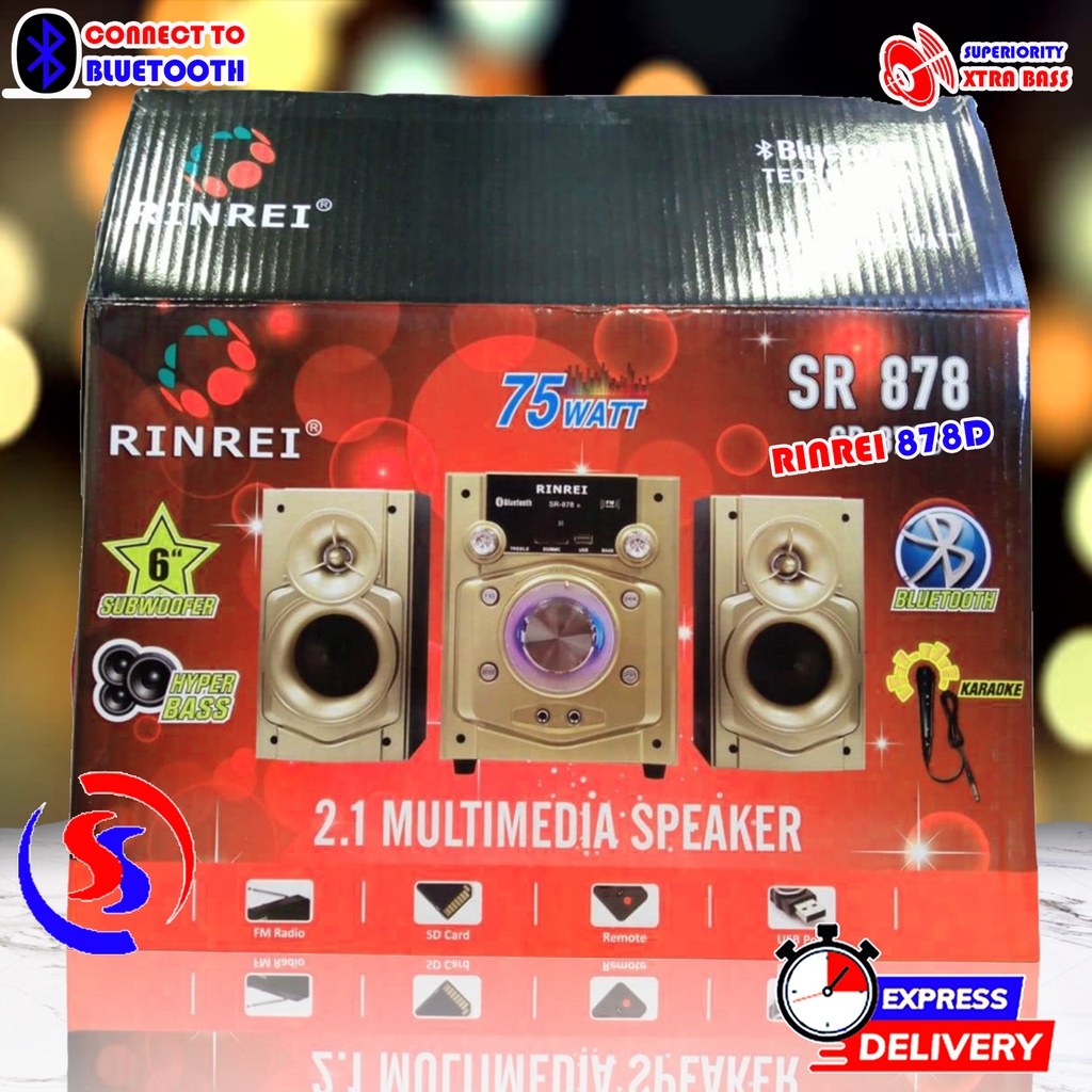 SPEAKER BLUETOOTH SUPER BASS RIN REI 878 D GARANSI RESMI