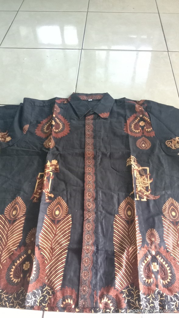 [bisa Cod] Kemeja Batik Pria Lengan Panjang Size M L Xl Xxl  Bswart Batik Hrb026 Kenongo Hem Panjang