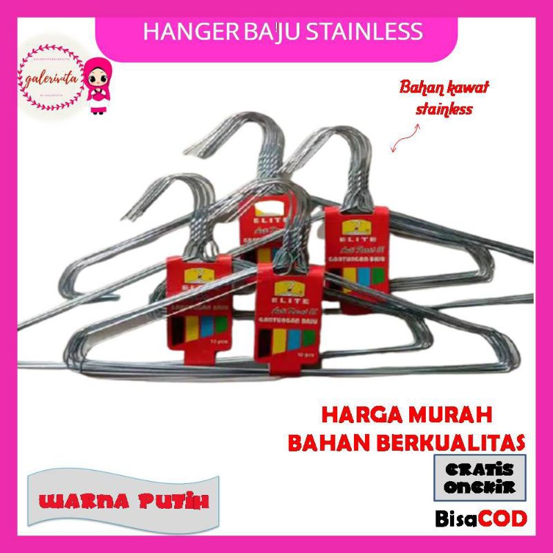 Hanger Besi/Hanger Kawat Stainles Anti Karat / Gantungan Baju Kawat BesiA123
