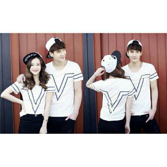 Baju Lebaran 2023 Couple Keluarga Pasangan VICTOR Hitam Baju Cople Pasangan Kaos Lengan Pendek Lenga