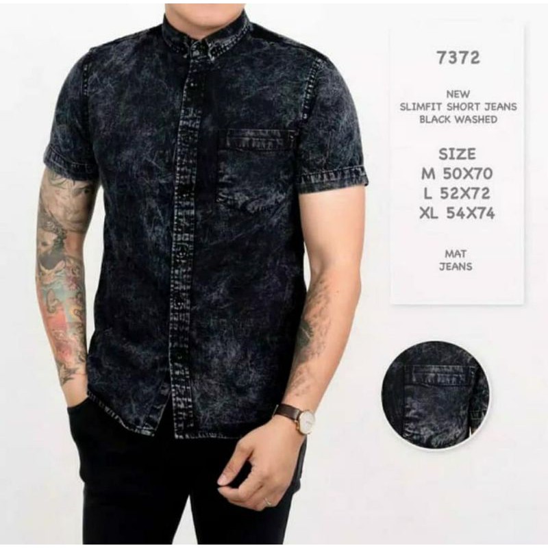 Kemeja Pria Slimfit Short Jeans