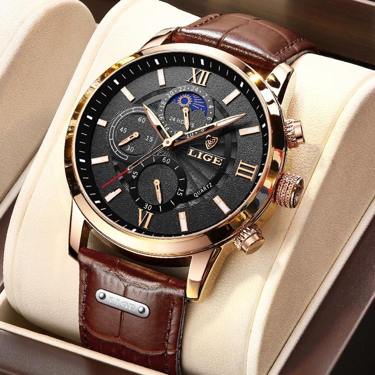 THJ❤️ LIGE 2022 terbaru original jam tangan pria tali kulit anti air olahraga kronograf jam tangan + kotak THJ