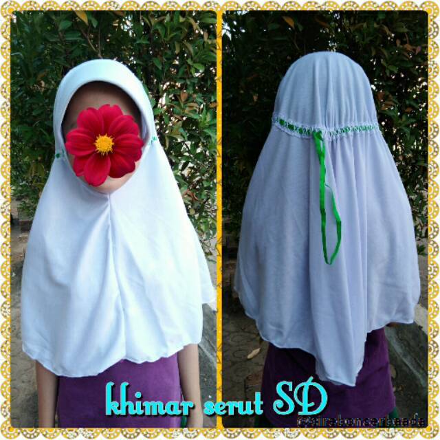 Khimar serut anak SD kerudung