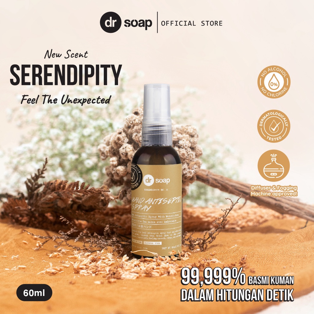 dr soap Hand Antiseptic Spray (Serendipity) 60ml | Sanitizer Tangan &amp; Pembersih Alat Makan (Tanpa Alkohol)