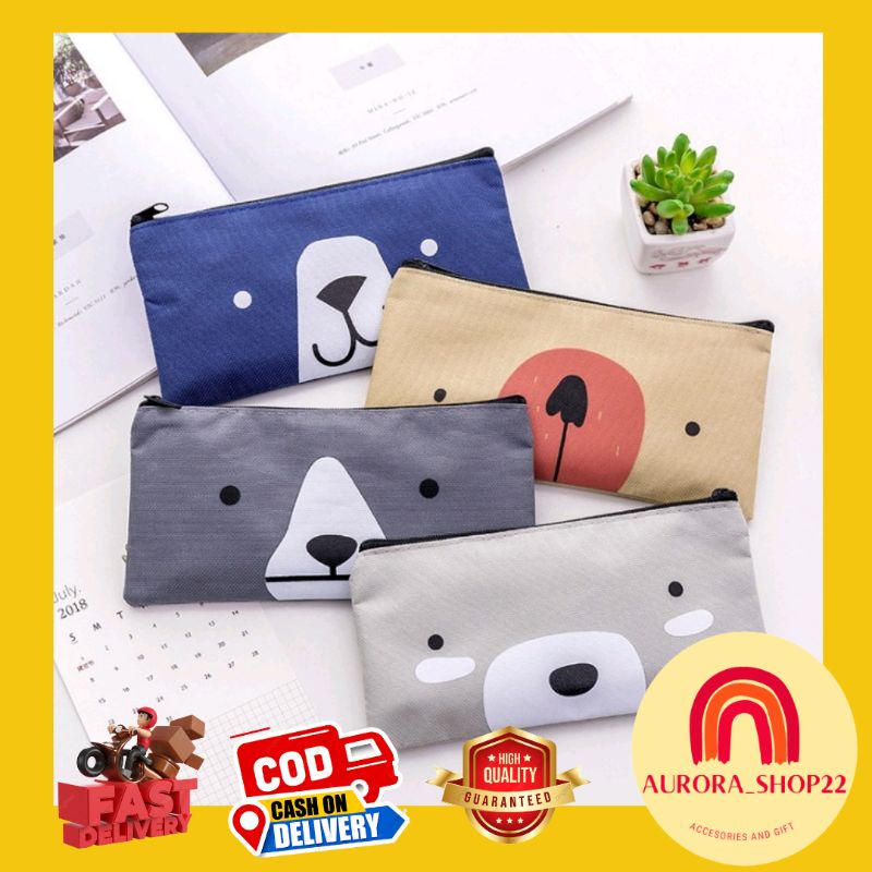 [COD] Kotak Pensil Karakter Hewan Lucu Pensil Case Bahan Kanvas Import Lucu Cute Tempat Pensil