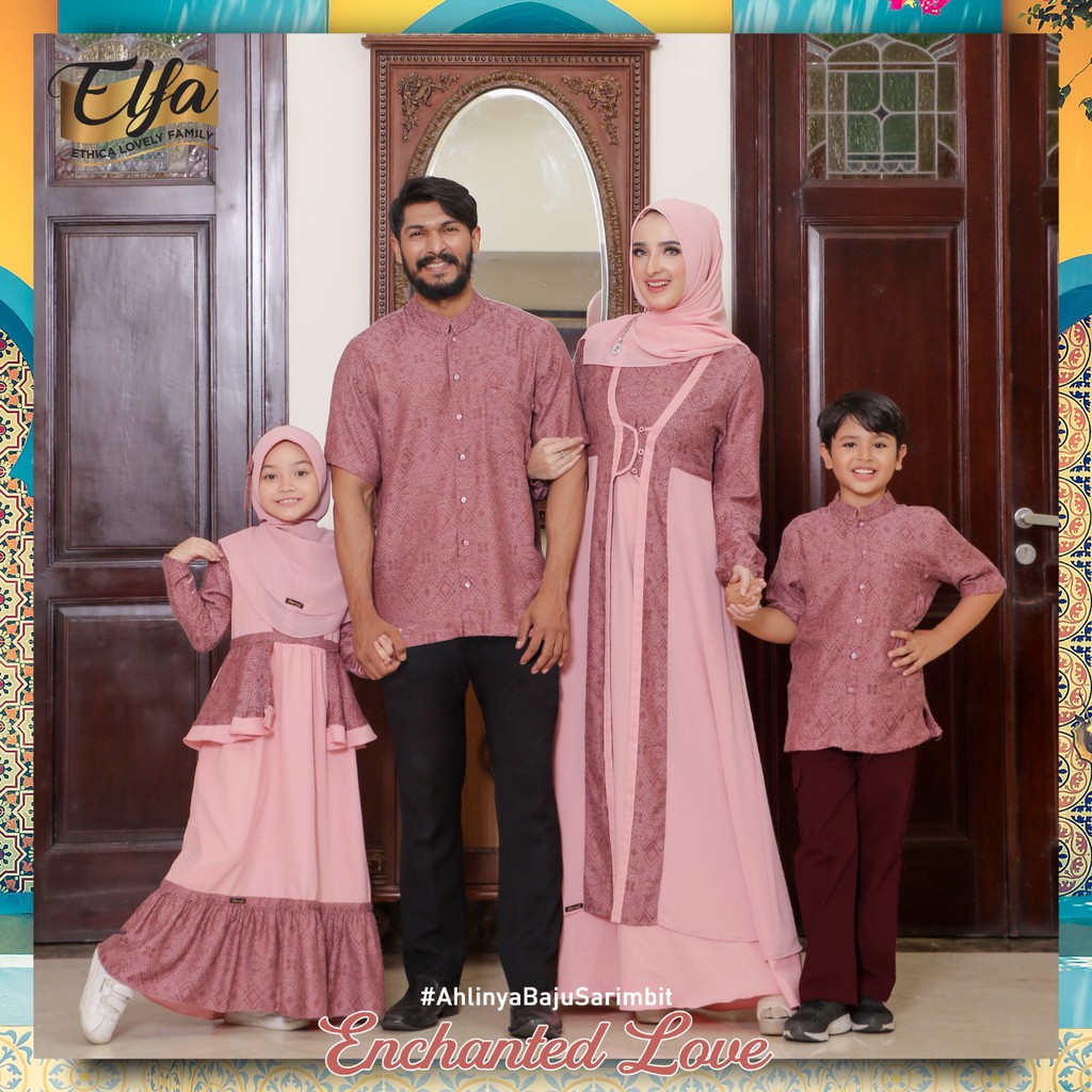Ethica - Baju Baju Couple Keluarga Elfa 186 Virtual Red - Kagumi 185 - Kids 74 - Kahfi 149 - Kids 10