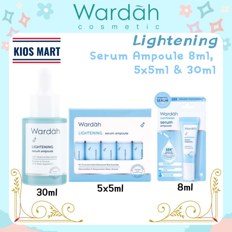 Wardah Lightening Serum Ampoule with 10x Advanced Niacinamide 5x5ml | 8ml | 30ml