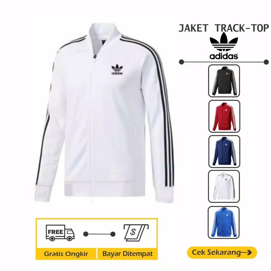 Jaket Adidas Tracktop Firebird pria - Hitam Strep putih FLECE-4