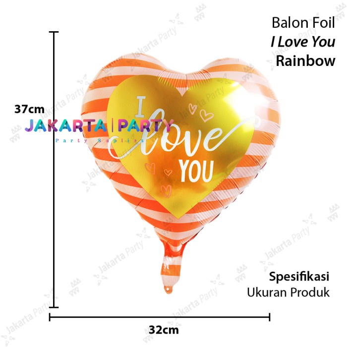 Balon Foil I Love You Salem Garis / Balon Love / Balon Hati