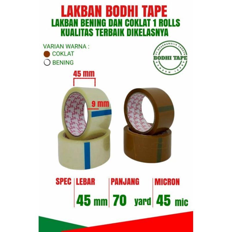 LAKBAN SOLASI TAPE bodhi tape 45mmx100yard LAKBAN packing BENING DAN COKLAT ISOLASI