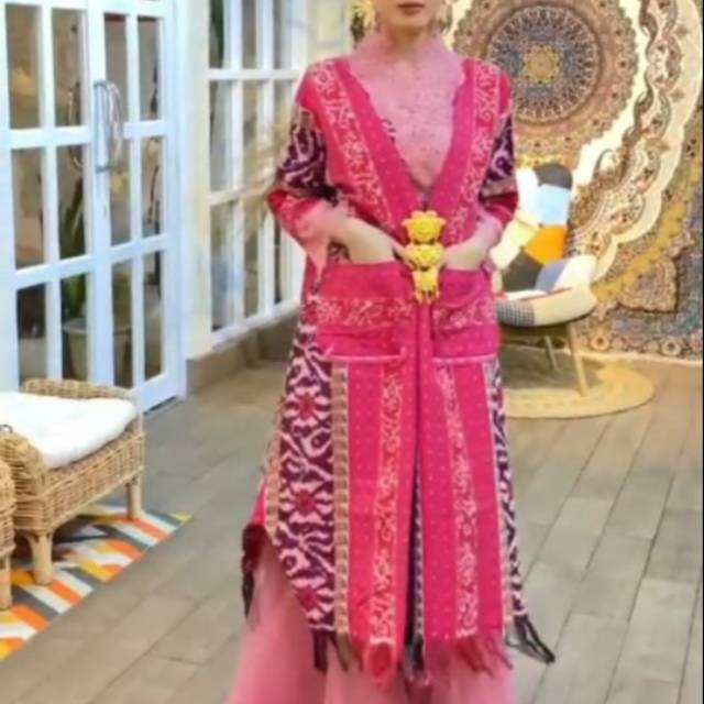 Set atasan tunic tenun ethnic dan rok tutu kain troso jepara