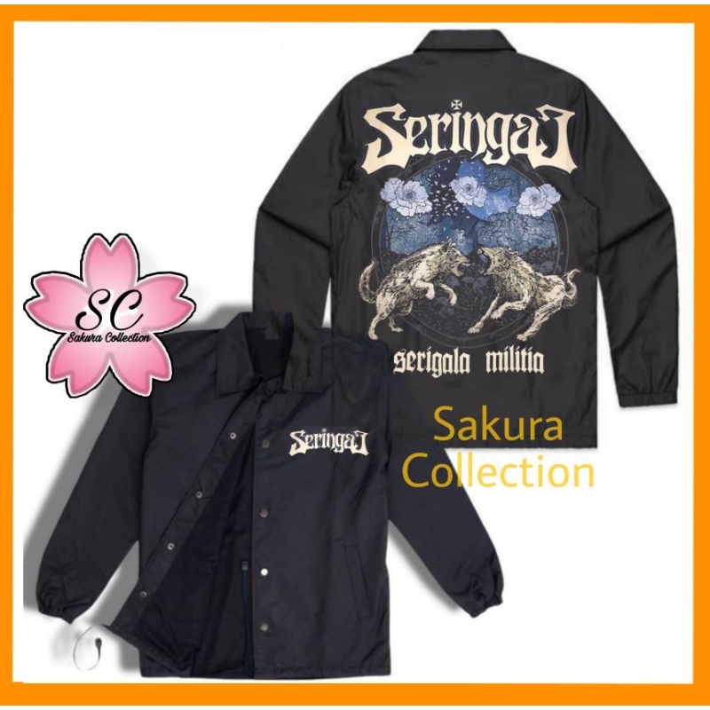 Jaket Coach BAND SERINGAI Serigala Militia logo tulisan HARD ROCK PUNK HARDCORE musik metal VINTAGE bootleg Jacket parasut waterproof pria wanita taslan polos hitam windbreaker outdoor indoor oversize termurah terlaris BEST SELLER vintage tee murah