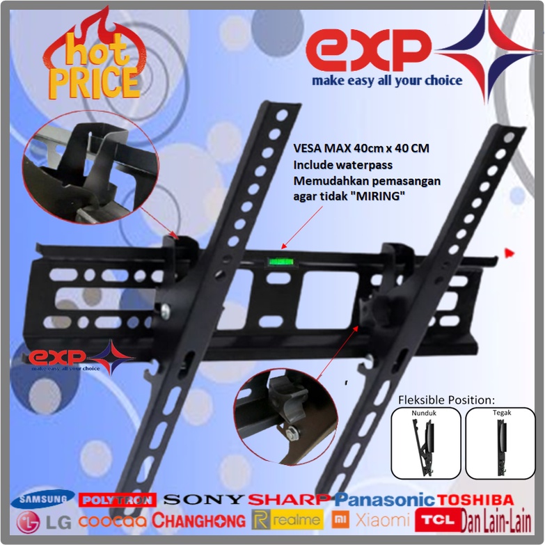 Garansi cocok!!! Bracket TV universal 42&quot; s/d 55&quot; Waterpas adjustable position-2